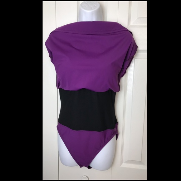 New TALBOTS Swim Dress Purple Plum Wine 1 Piece Modest Bow Tie Front Briefs - Picture 5 of 9